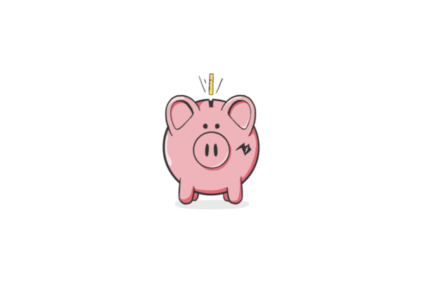 Cartoon girl working at cash register with Peaky Bank logo, giving change to customer.